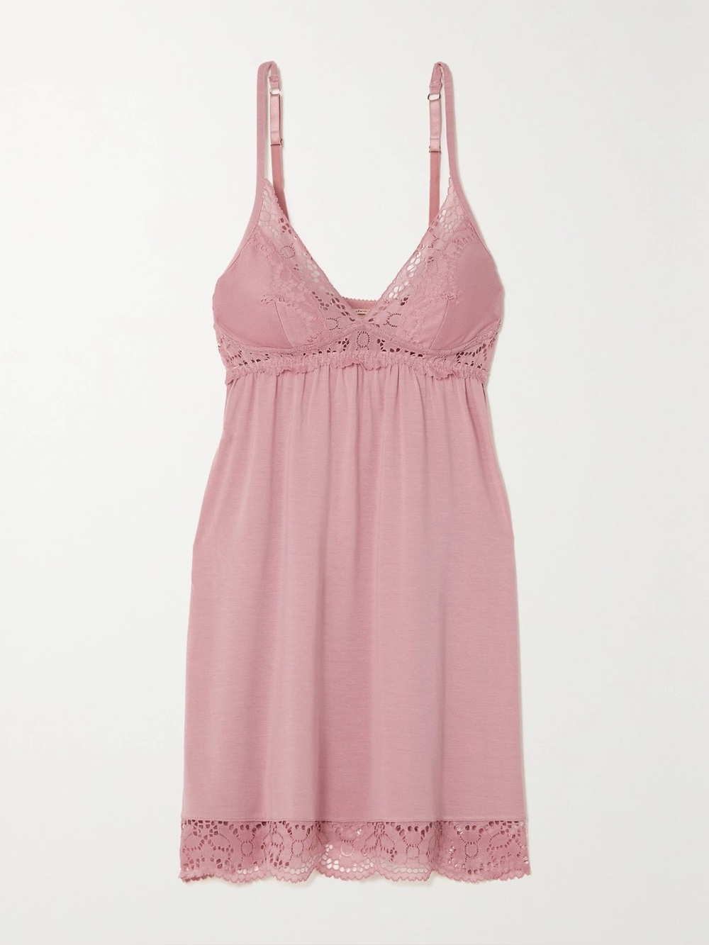 Eberjey $128 Beatrix Women's Pink Foxglove Lace Trim Sleep Chemise Small EUC